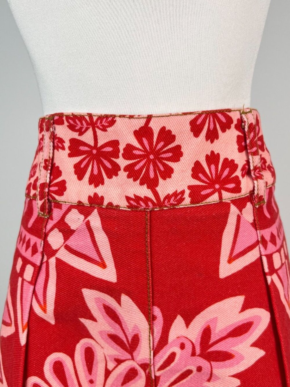 NWOT Farm Rio Floral Cotton Shorts Red Pink Size 32 - Picture 3 of 12
